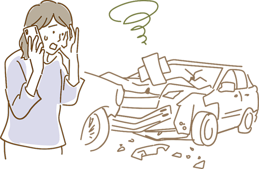 交通事故で電話をかける女性イラスト